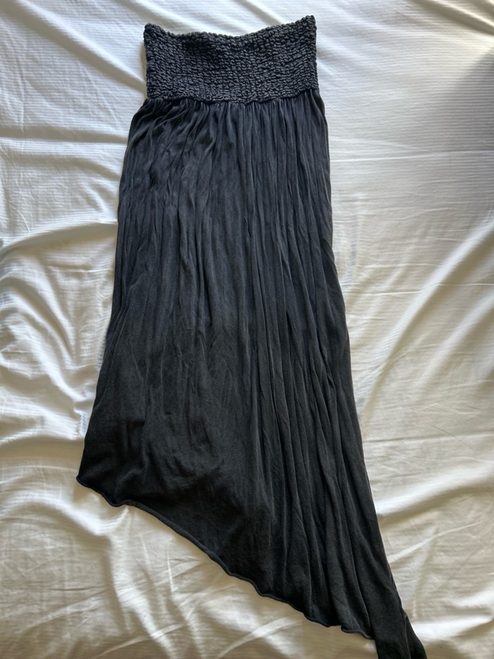 🤍 Out From Under dark grey Asymmetrical dress Skirt with Smocked Waistband